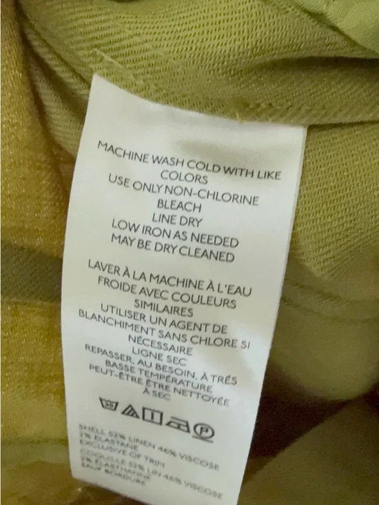 Anthropologie Maeve Ettie Linen Light Green High Rise Crop Wide Leg Pants - Picture 7 of 7